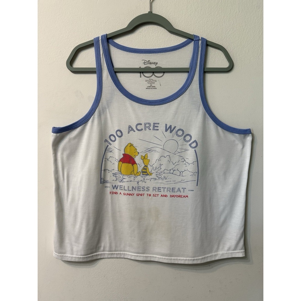 Disney 100 Winnie The Pooh 100 Acre Wood Wellness Retreat Tank Top 2X Blue White